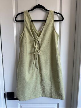 Sleeveless Tie-Front Shift Dress in Soft Lime Colour